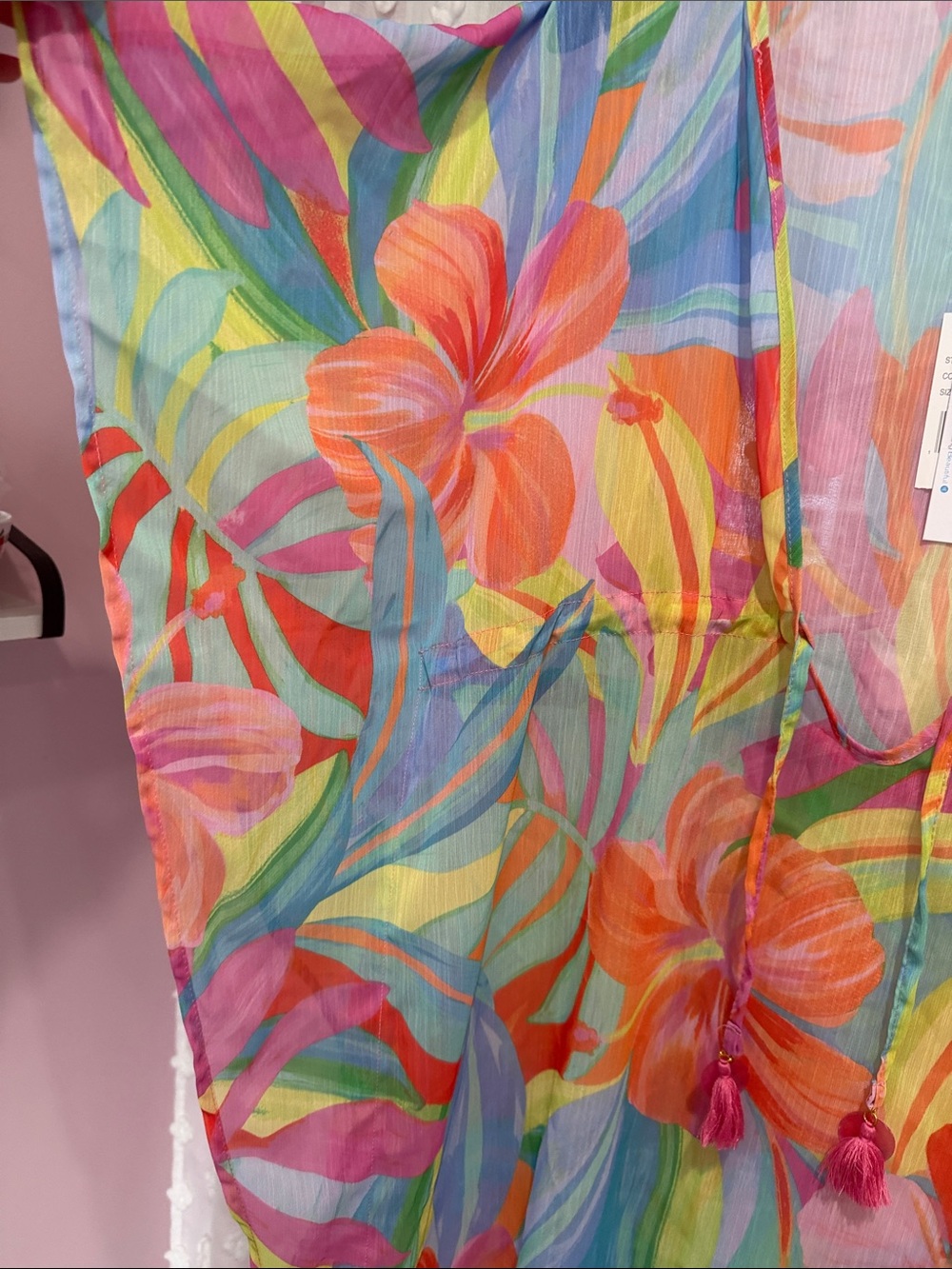 Bleu Rod Beattie Multicolor Tropical Floral Sheer Swim Coverup - Picture 6 of 6